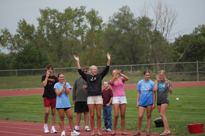 students cheering