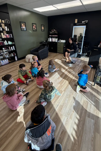 Students learning at Live to Dye Salon