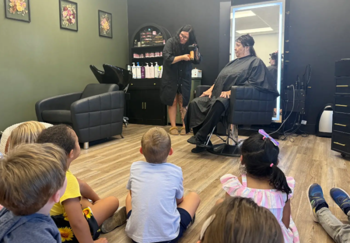 Students learning at Live to Dye Salon