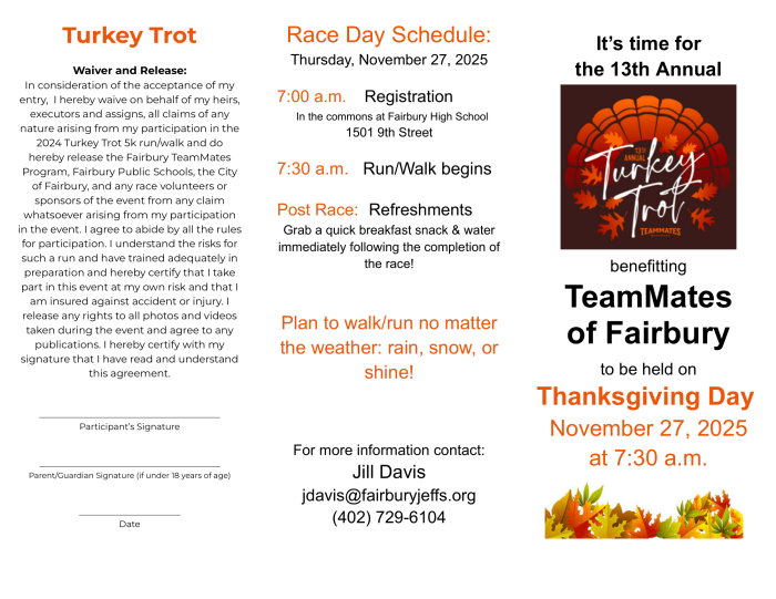 Turkey Trot Registration Page 1