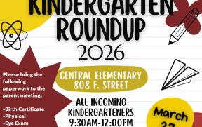 Kindergarten Roundup Flyer with information for March 27th